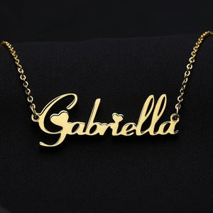 Heart Name Necklace Personalized Stainless Steel Nameplate Pendant