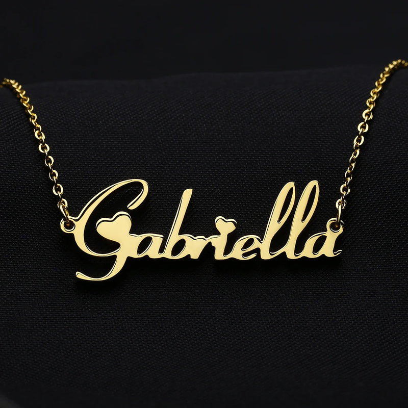 Heart Name Necklace Personalized Stainless Steel Nameplate Pendant