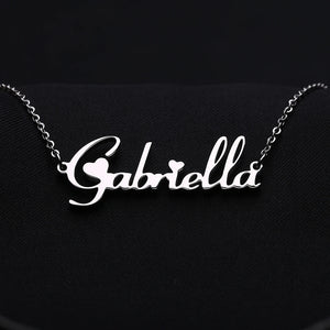 Heart Name Necklace Personalized Stainless Steel Nameplate Pendant