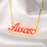 Heart Name Necklace Nameplate Pendant Stainless Steel Plated Necklace