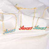 Heart Name Necklace Nameplate Pendant Stainless Steel Plated Necklace