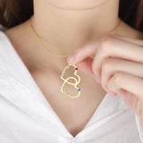 Heart Name Necklace with Birthstone Personalized Double Name Pendant