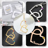 Heart Name Necklace with Birthstone Personalized Double Name Pendant