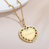 Heart Name Necklace With Birthstone Personalized Engrave Pendant