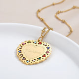 Heart Name Necklace With Birthstone Personalized Engrave Pendant