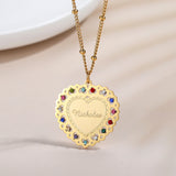 Heart Name Necklace With Birthstone Personalized Engrave Pendant