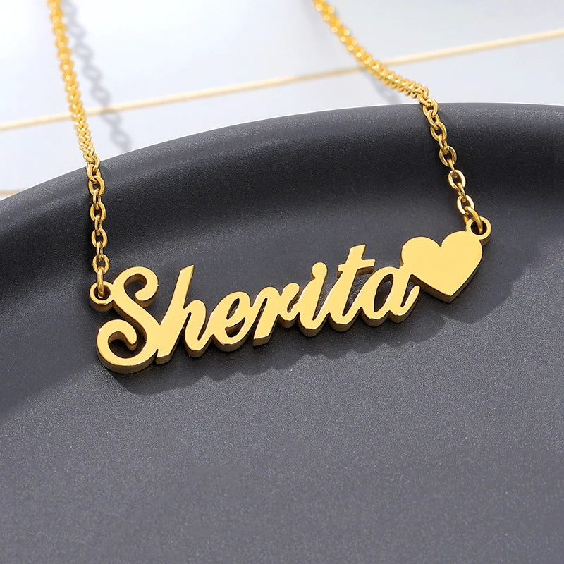 Heart Name Necklace Stainless Steel Pendant Personalized Jewelry