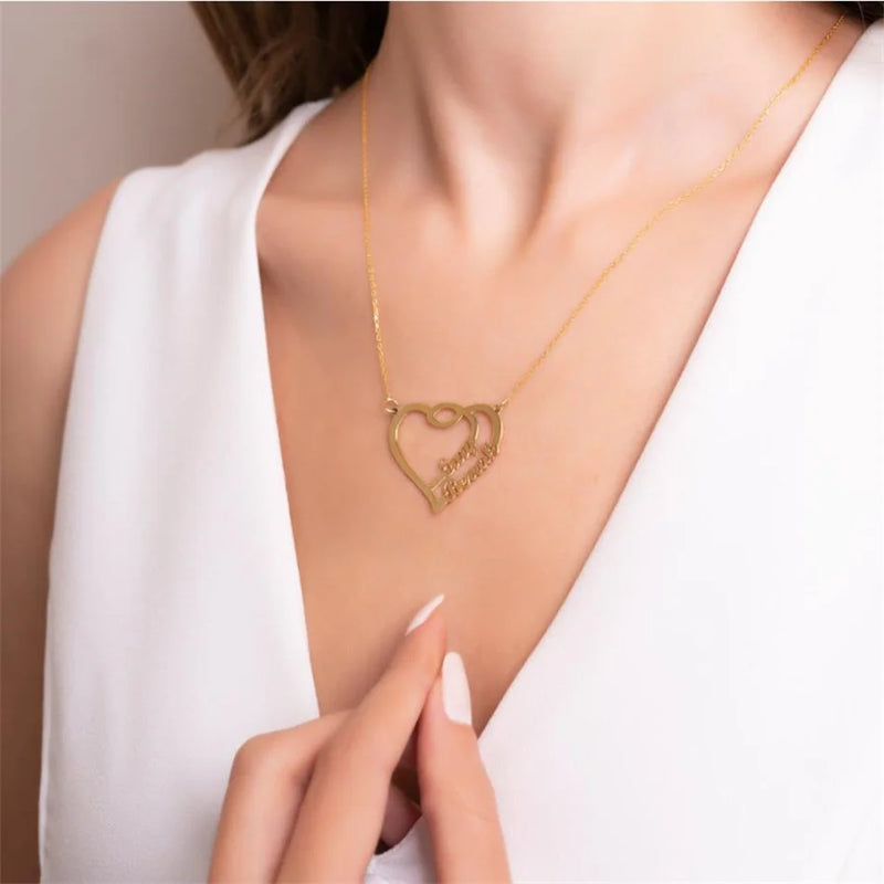 Heart Name Plate Necklace Personalized Stainless Steel Jewelry