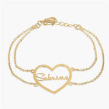 Heart Nameplate Bracelet Love Bangle Stainless Steel Jewelry
