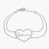 Heart Nameplate Bracelet Love Bangle Stainless Steel Jewelry
