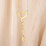 Personalized Heart Necklace for Mama Engraved Family Name Pendant Chain Jewelry