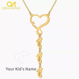 Personalized Heart Necklace for Mama Engraved Family Name Pendant Chain Jewelry