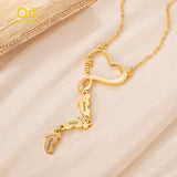 Personalized Heart Necklace for Mama Engraved Family Name Pendant Chain Jewelry