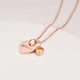 Personalized Heart Necklace With Birthstone, Engraved Name Jewelry