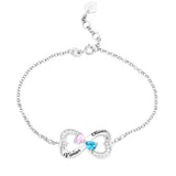 Personalized Heart Pendant Bracelet with Birthstone and Engraved Letter