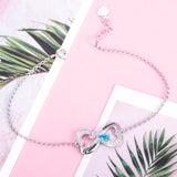 Personalized Heart Pendant Bracelet with Birthstone and Engraved Letter