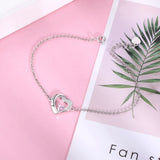 Personalized Heart Pendant Bracelet with Birthstone and Engraved Letter
