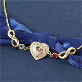 Heart Photo Pendant Infinity Nameplate Bracelet Personalized Jewelry