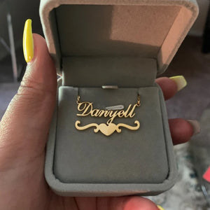 Heart Ribbon Name Necklace Stainless Steel Choker