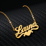 Heart Ribbon Name Necklace Stainless Steel Choker