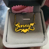 Heart Ribbon Name Necklace Stainless Steel Choker