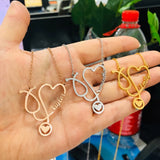 Custom Heart Stethoscope Name Necklace Stainless Steel Chain Choker