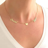Heart Two Names Necklace Stainless Steel Personalized Pendant