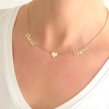 Heart Two Names Necklace Stainless Steel Personalized Pendant