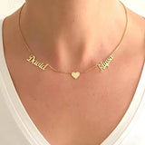 Heart Two Names Necklace Stainless Steel Personalized Pendant