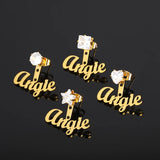 Heart Zircon Name Earring For Women Personalized Star Letter Stud Earring