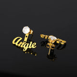 Heart Zircon Name Earring For Women Personalized Star Letter Stud Earring