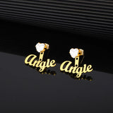 Heart Zircon Name Earring For Women Personalized Star Letter Stud Earring