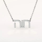 Hebrew Name Necklace Personalized Nameplate Pendant Stainless Steel