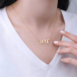 Hebrew Name Necklace Personalized Nameplate Pendant Stainless Steel