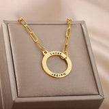 Personalized Round Name Necklace for Women Stainless Steel