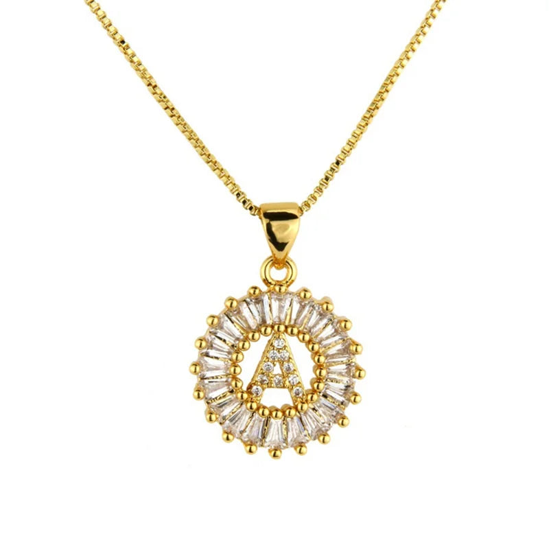 Hot A-Z Initials Pendent Necklace 4 Colors Micro Pave CZ 26 Letters Necklaces