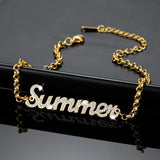 Personalized Zircon Name Bracelet Stainless Steel Bangle