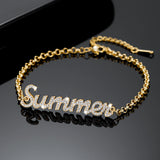 Personalized Zircon Name Bracelet Stainless Steel Bangle