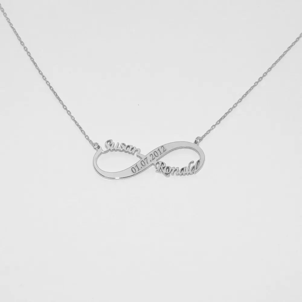 Personalized Date & Vintage Name Layer Necklace for Women