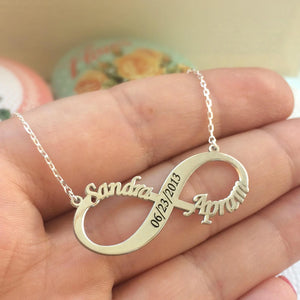 Personalized Date & Vintage Name Layer Necklace for Women