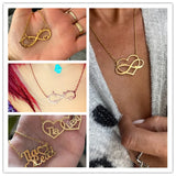 Infinity Name Necklace Love Stainless Steel Hollow Heart