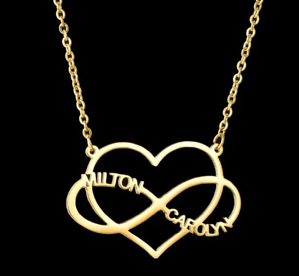 Infinity Name Necklace Love Stainless Steel Hollow Heart