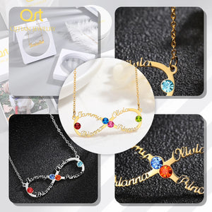 Infinity Name Necklace Stainless Steel Choker Birthstone Crystal Pendant