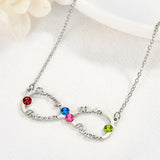 Infinity Name Necklace Stainless Steel Choker Birthstone Crystal Pendant