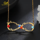Infinity Name Necklace Stainless Steel Choker Birthstone Crystal Pendant