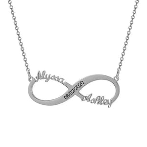 Infinity Name Necklace with Number Stainless Steel Name Plate