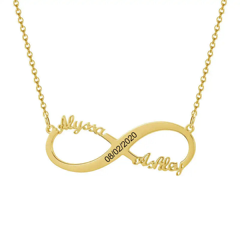 Infinity Name Necklace with Number Stainless Steel Name Plate
