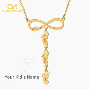 Personalized Infinity Necklace with Family Name Engraving