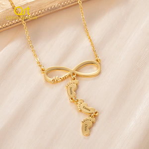 Personalized Infinity Necklace with Family Name Engraving