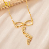 Personalized Infinity Necklace with Family Name Engraving